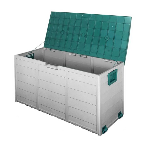 Lockable Outdoor Storage Container Box Green Lid - 290L