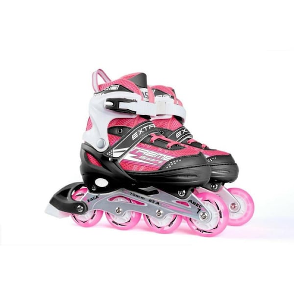 KASA Inline Skate Kids & Teenager Roller Blades Adjustable Skating Shoes Large Size, Pink, Ages 10-14 Years Child