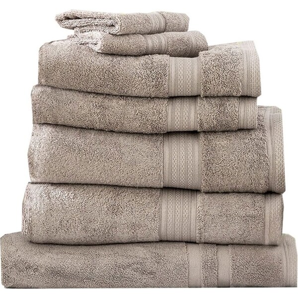 7pc Renee Taylor Bath Towel Set Stella 650 GSM Super Soft Bamboo Cotton Pewter