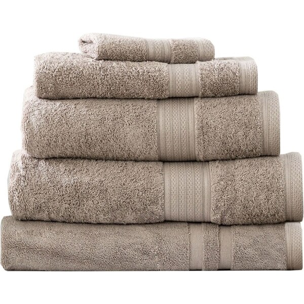 5pc Renee Taylor Bath Towel Set Stella 650 GSM Super Soft Bamboo Cotton Pewter