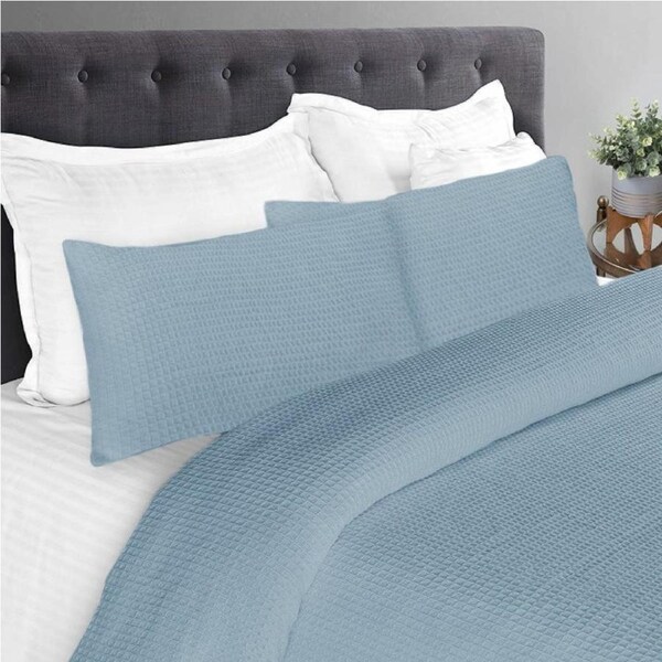 Shangri-La Honeycomb Quilt Cover Set Single / Steel Blue