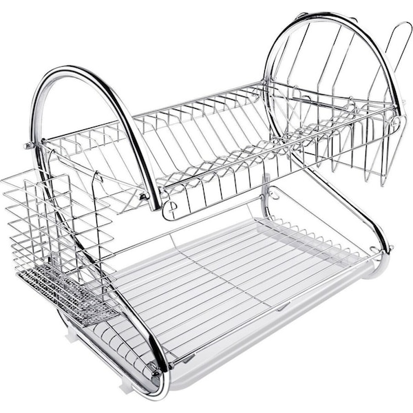 Kitchen Dish Drainer Sink Tray Holder Drying Rack 2-Tier