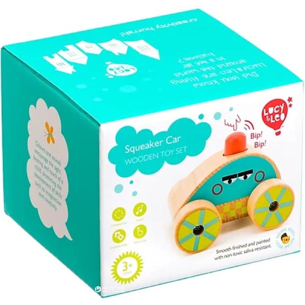 Lucy & Leo Squeaker Car Wooden Toy Set