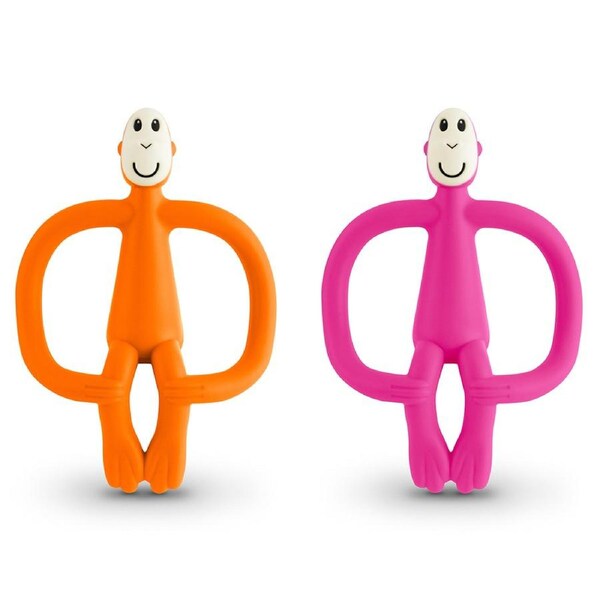 2x Matchstick 11cm Monkey Teething Toy/Gel Applicator Baby 6-18m Orange/Pink