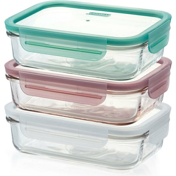 Glasslock 400ml Rectangular Storage Container Set w/ Lid 3pc