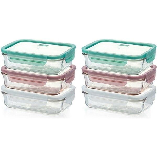 Glasslock 400ml Rectangular Storage Container Set w/ Lid 6pc