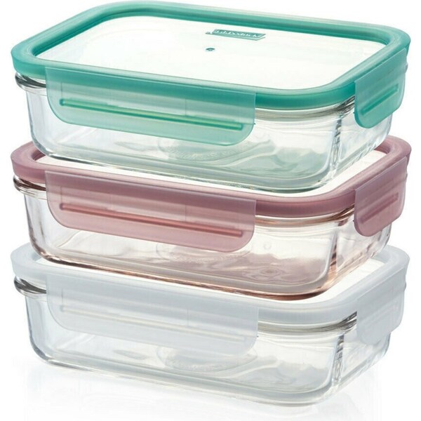 Glasslock 710ml Rectangular Storage Container Set w/ Lid 3pc