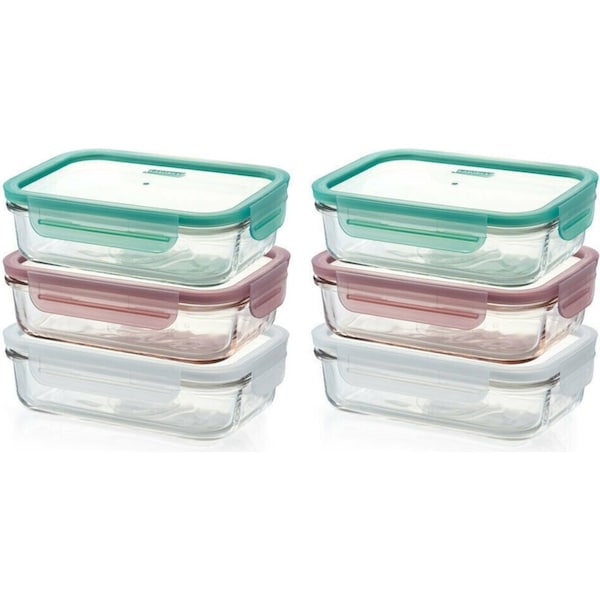 Glasslock 710ml Rectangular Storage Container Set w/ Lid 6pc