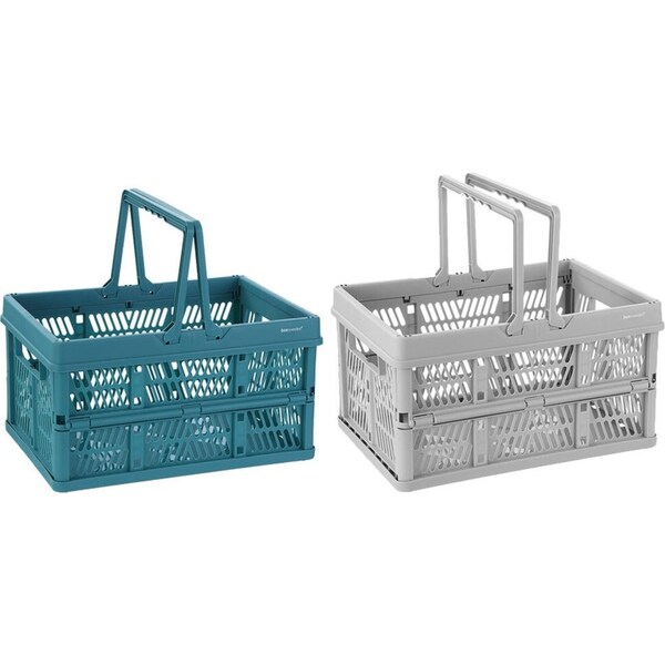 2pc Boxsweden 44cm Folding Storage Carry Basket/Container Organisation Assorted