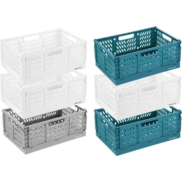 6pc Boxsweden 31cm Foldable Storage Basket/Box Container Organisation Assorted