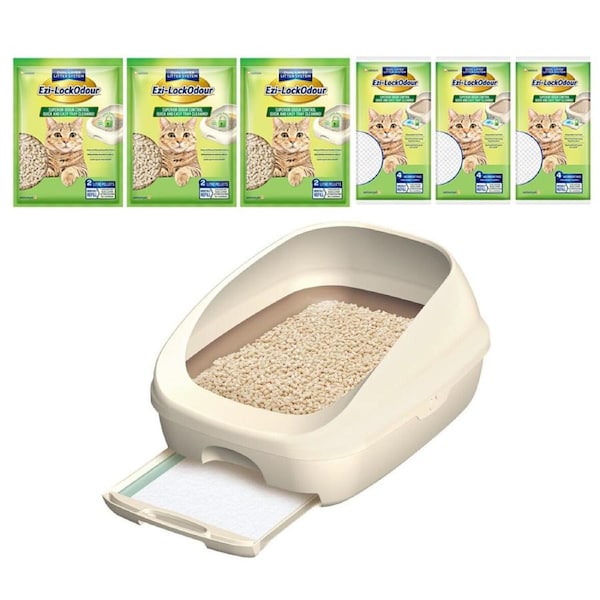 Ezi Lockodour Dual Layer Odour Control Cat Litter System Bundle Kit