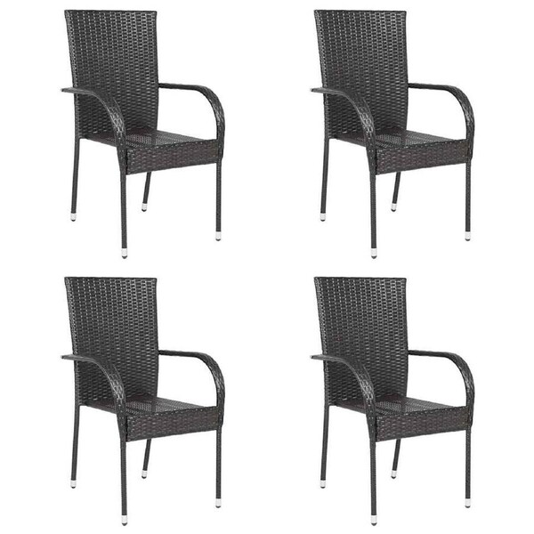 Stackable Outdoor Chairs 4 pcs Poly Rattan Brown vidaXL