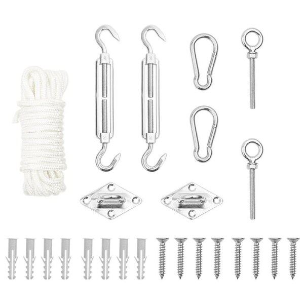 9 Piece Sunshade Sail Accessory Set Stainless Steel vidaXL