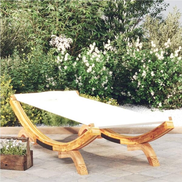Outdoor Lounge Bed 100x188.5x44 cm Solid Bent Wood Cream vidaXL