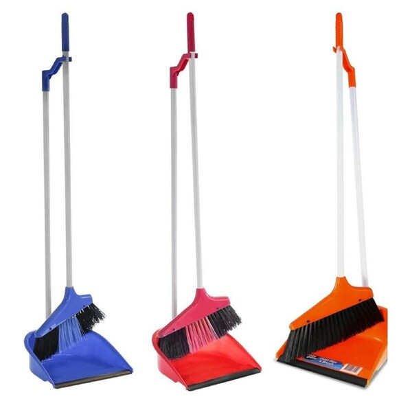 3x White Glove Standing Dustpan & Brush Set Indoor Outdoor Cleaner Broom Assort.