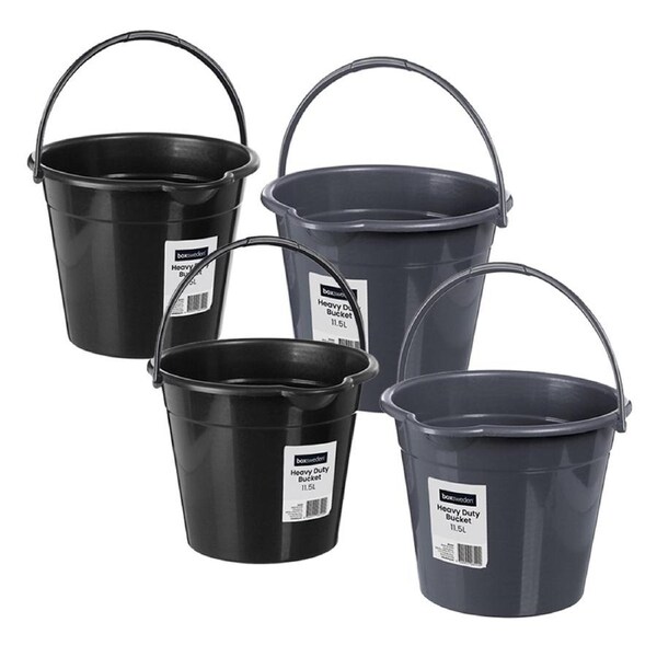 4x Boxsweden Heavy Duty Bucket 11.5L w/Sprout Water Storage Vessel Plastic Asst