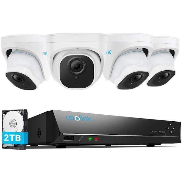 Reolink 8 Channel 5MP PoE Outdoor Security Camera System RLK8-520D4-A