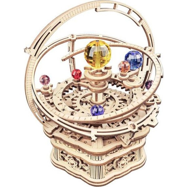 Robotime Starry Night Orrery Mechanical Music Box 3D Wooden Puzzle DIY Assemble AMK51