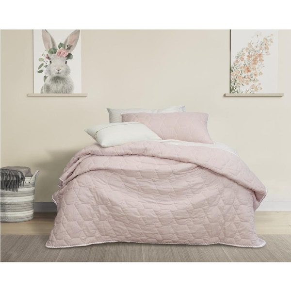 Jelly Bean Kids Bolston Single/Double Bed Coverlet Set w/ Pillowcase Pale Pink