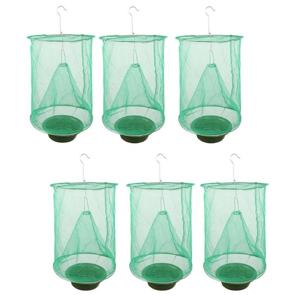 Ozoffer 6 Pack Net Cage Trap Hanging Catcher Reusable Fly Trap Insect Killer Ranch Pest
