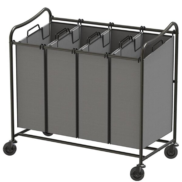 Laundry Sorter Rolling Cart, 4-Bag Laundry Trolley for Laundry Organizer Laundry Basket Laundry Clothes Hamper