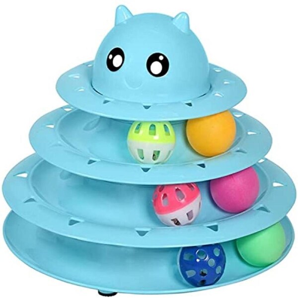 Cat Toy Roller Cat Toys 3 Level Towers Tracks Roller with Six Colorful Ball - Interactive Ball Gym and Puzzle for Indoor Cats to Exercise