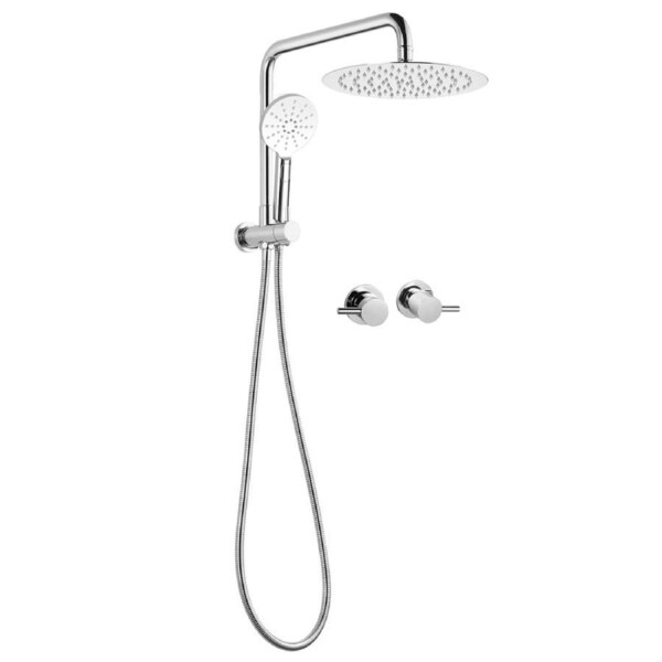 ACA WELS Round 10'' Stainless Steel Rainfall Shower Head Station 3-MODE Handheld Set Diverter Twin Taps Chrome