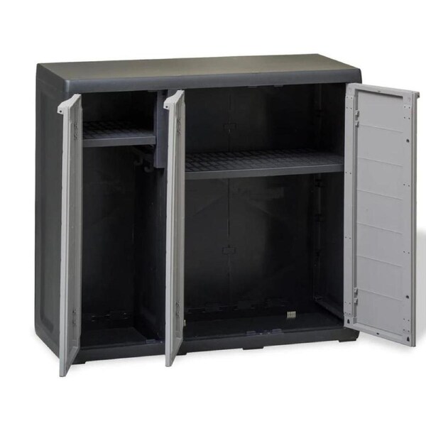 Storage Lockable Cabinet Outdoor Garden Tool Utility Organiser With 2 Shelves