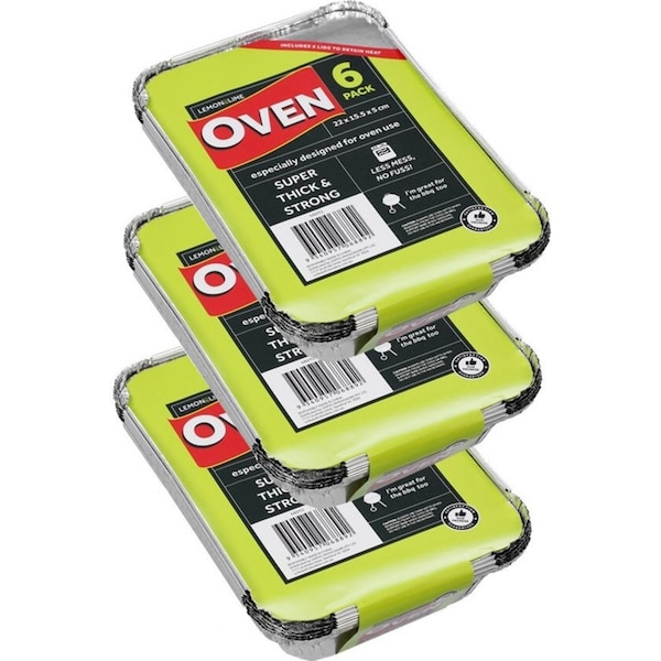 18PK Lemon & Lime Foil Container w/ Lid 22cm Shelf Ready Home Oven BBQ Cookware