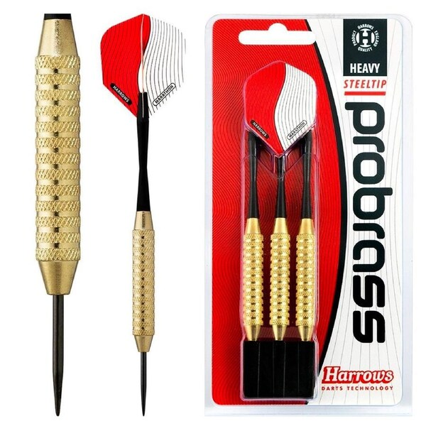 3pc Harrows Pro Precision Beginner Brass Steel Tip Sport Dart Set W/Flight/Stem