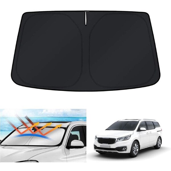 WindScreen Sun Shade for Kia Carnival 2015-2020 Blocks UV Rays Foldable Custom Sun Visor Protector