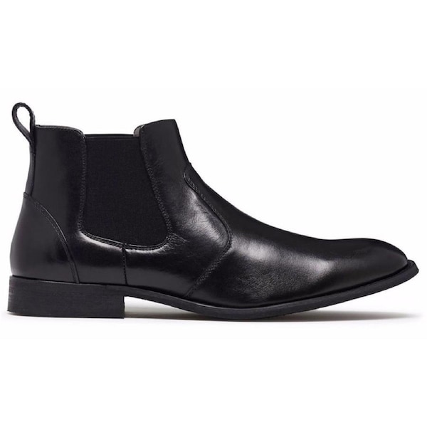 JULIUS MARLOW Harry Leather Boots Mens Slip On Dress Work Chelsea Shoes Black / 12 UK