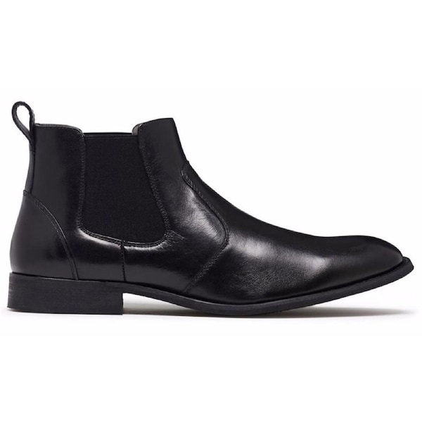 JULIUS MARLOW Harry Leather Boots Mens Slip On Dress Work Chelsea Shoes Black / 7.5 UK