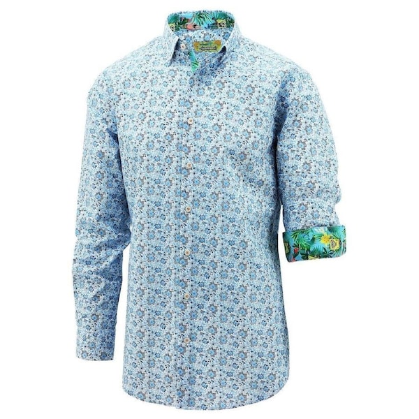 SpongeBob Squarepants Mens Long Sleeve Shirt Hawaiian - Floral Print S