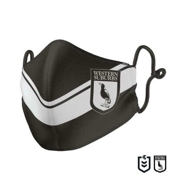 NRL Face Mask - Western Suburbs Magpies - Reversible - Washable - Adult Large