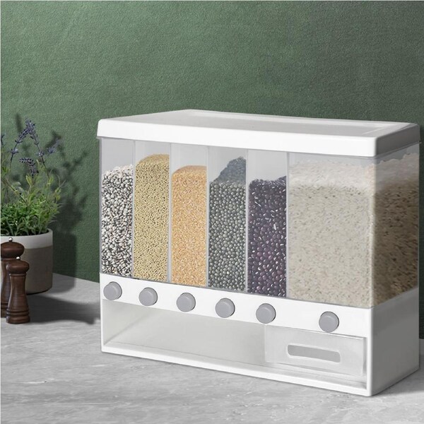 Toque 6-in-1 Cereal Dispenser 10kg Grain Storage Box White