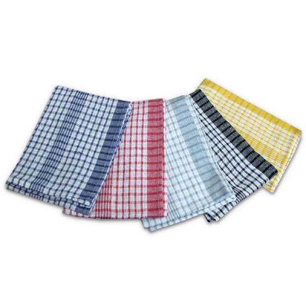 Hotel Living Set of 5 Cotton Checkered Tea Towels 50 x 70 cm
