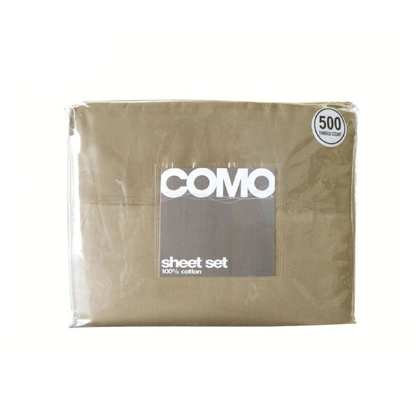 500TC 100% Cotton Como Sheet Set Latte Single