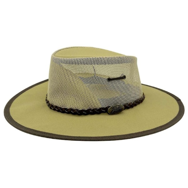Jacaru Canvas Parks Koolaroo Mesh Hat Wide Brim Cooler Coolaroo - Beige Small