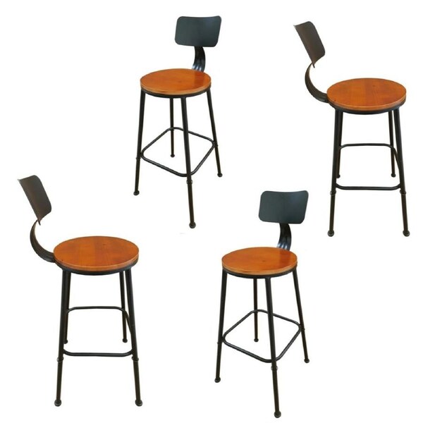 Osca Bar Stool Set of 4 Comfortable and Durable Timber Seater Stools Brown