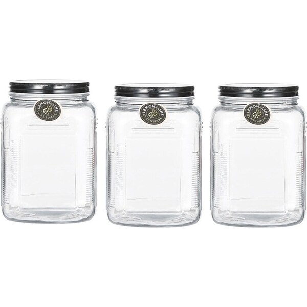 3x Lemon & Lime Ascot Glass Jar 2.9L Home Kitchen Storage Canister Container CLR