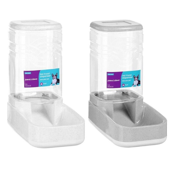 2x Paws & Claws Pet Dog Food Dispenser 3.8L/32cm Feeder Feeding Container Assort