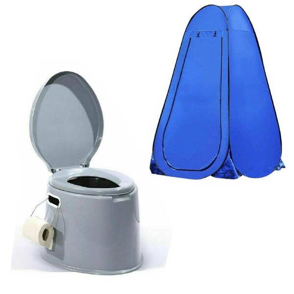 Outdoor Portable Shower Tent Privacy Change Room + 6L Camping Potty Toilet