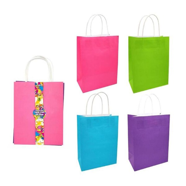 72pc Coloured Paper Gift Bags Birthday Wedding Present Wrap Packing Box 26x20cm