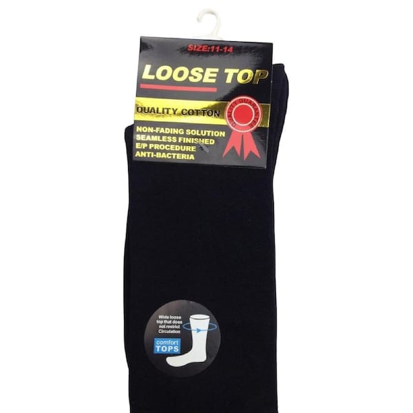 1x Pair COTTON Rich LOOSE TOP SOCKS Dress Medical Circulation Diabetic Comfort Black (2-8)