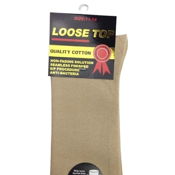 1x Pair COTTON Rich LOOSE TOP SOCKS Dress Medical Circulation Diabetic Comfort Charcoal (2-8)