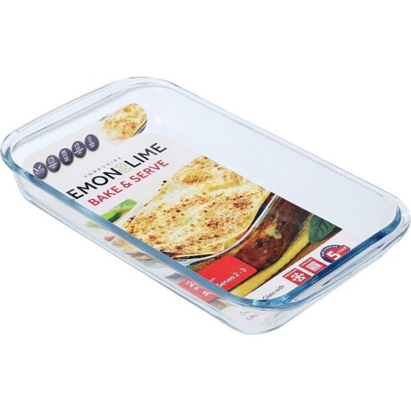 2 x Glass Baking Dish 35x20CM Oven Safe Bakeware Pie Bake Tray Casserole Cooking