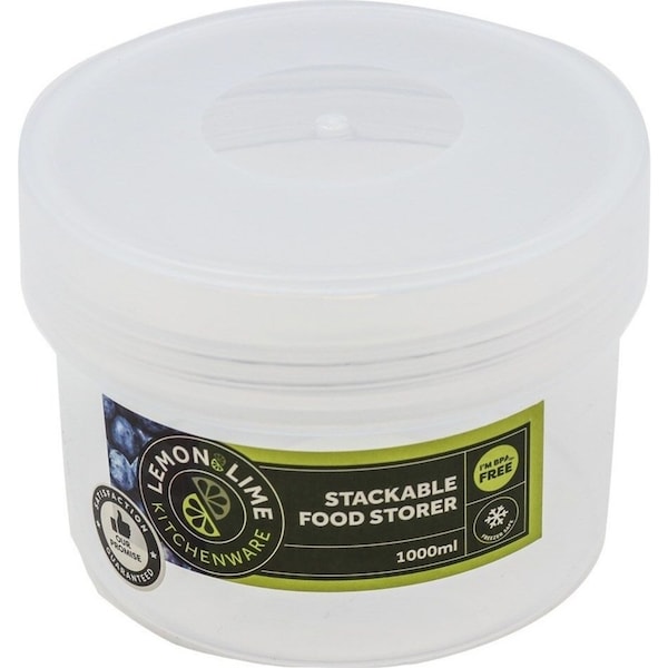 4 x 1000ML Short Screw Top Stack-able Plastic Food Storage Container Box Tubs Lid