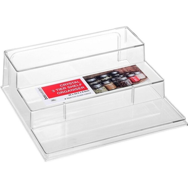 2 x Clear 3-Tier Shelf Kitchen Organiser Spices Rack Jar Display Stand Storage