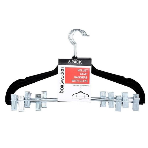 30x NonSlip Flocked Velvet Hangers w Clips Peg 42CM Large Clothes Holder Laundry